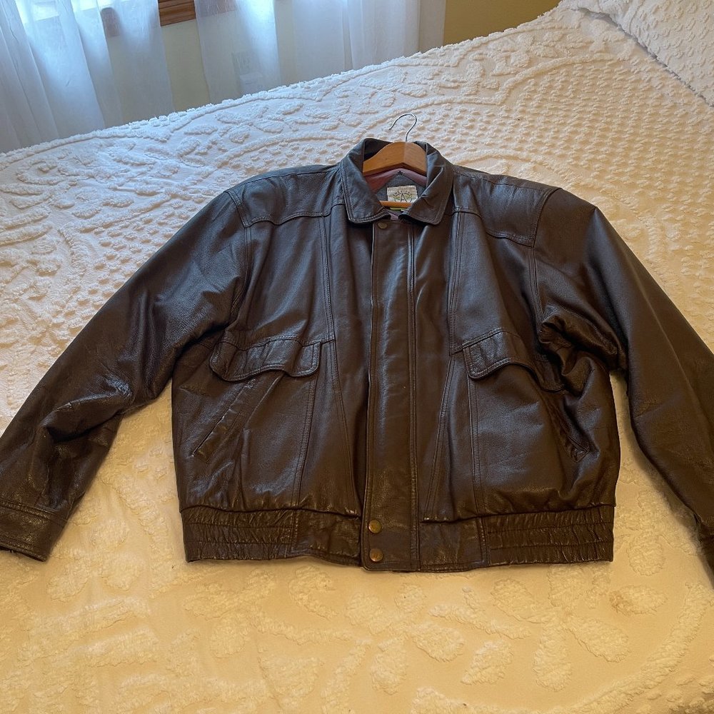 American Weekend Leather Jacket; Size 50; Brown